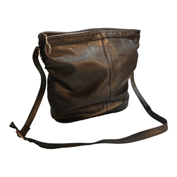 Toni Large Black Leather Crossbody Bag Adjustable Strap Zip Top Classic Purse - Picture 2 of 10